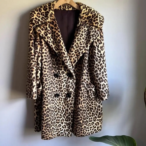 🐆1960’s Vintage Fairmoor Somali Faux Fur Leopard Coat with belt Safari Coat - Picture 4 of 16